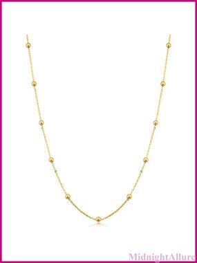 14k Yellow Gold Filled 3mm Ball Station Satellite Chain Necklace Women Jewelry